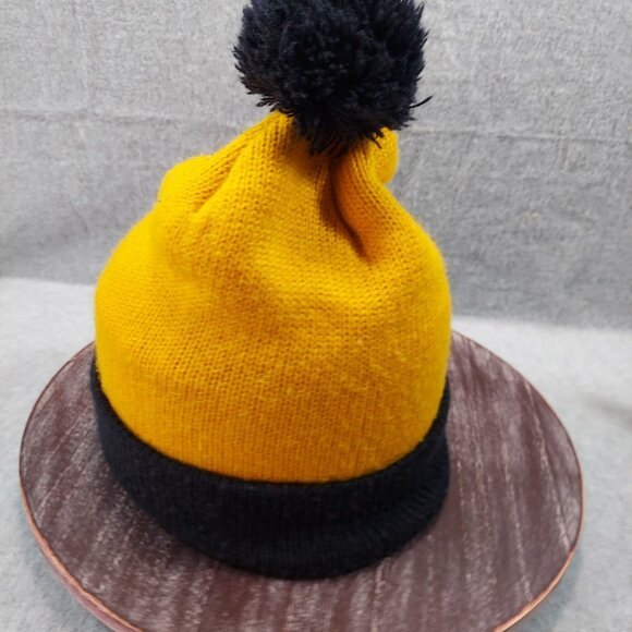 Yellow & Black GT Knit Beanie With Pom-Pom Hat 47 Brand College - Picture 6 of 10